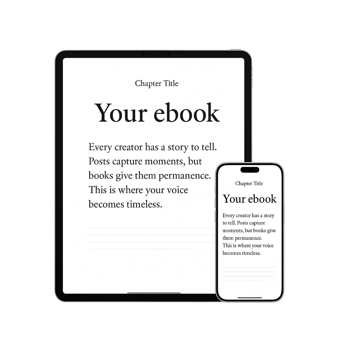 Digital device displaying an ebook with a white background